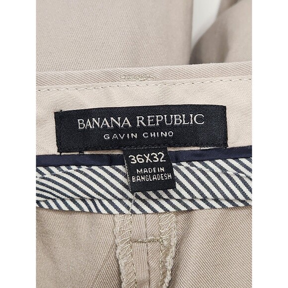 NWT Banana Republic Gavin Chino Pants Men's 36x32 Beige Khakis Cotton Straight - Picture 4 of 9